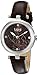 Burgi Women's BUR128BR Round Brown Sunburst Effect Dial with Embossed Flower Quartz Strap Watch