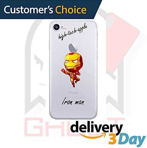 GhostCases Super Hero iPhone Clear Hard Case for iPhone 5S / 5 / SE 6S / 6 7 8 Cartoon Marvel Avengers DC Comics (iPhone 7 / iPhone 8, Iron Man)