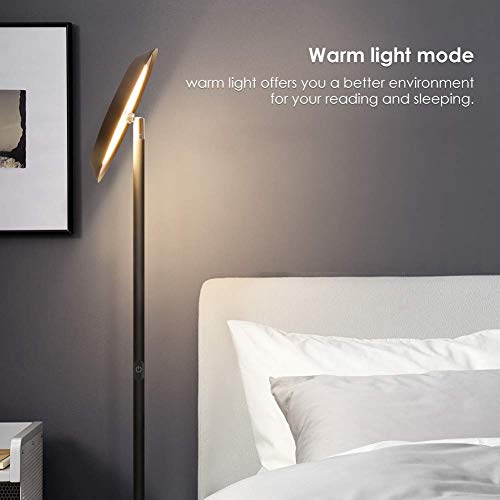 Floor lamp, Lamps For Living Room, LED Dimmable Modern Tall Standing Pole Light, TECKIN Touch Control Reading Light for Bedrooms Offices,3000K Warm White, 20W, Black