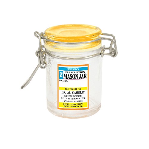 Click Here to See More Images Mini Mason Jar 1.5 Ounce - Prescription Rx Pill Bottle Novelty Glass Container (1)