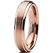 Charming Jewelers Tungsten Wedding Band Ring 4mm for Men Women Comfort Fit 18K Rose Gold Plated Beveled Edge Brushed Polished
