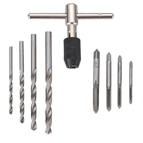 TOPINCN Threading Tapping Tool Kit 9Pcs/Set Screw Taps & T-Handle Tap Wrench & 2.5~5.2Mm Twist Drill Bits Hand Tool Set M3/M4/M5/M6