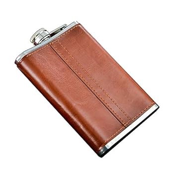 Menzy Leather Blends Stainless Steel Hip Flask for Men, Pocket Essentials Designer Liquor Bottle Or Wine Whiskey Alcoholic Beverage Holder Hip Flask 8 Oz (230 ml)