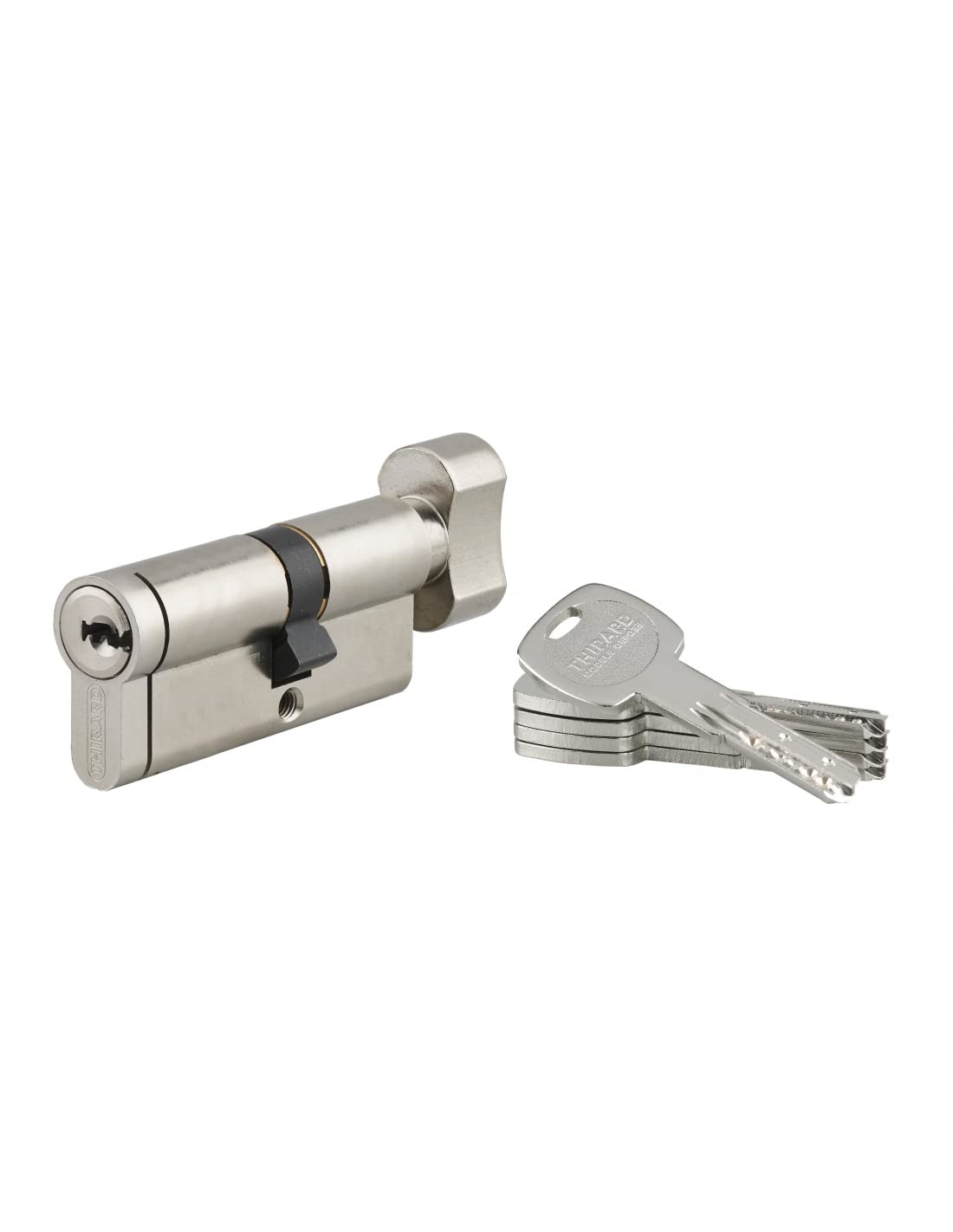 Thirard 18758 00918799-Lock 30 x 60 mm Dimensions: 30 x 60 cm Cylinder- Transit 2- European Profile Brass 8-Pin Mechanism, Nickel, 30Bx40mm