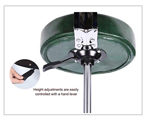 Kaleurrier Rolling Stool Salon Chair with Smooth-Rolling Wheels 360-degree Swivel Seat Heavy Duty Hydraulic Height Adjustable High Barber Cutting Stools (Green, with Backrest)
