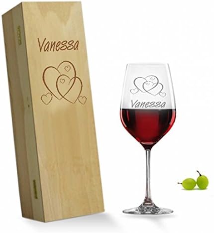 Rojo Copa de vino en caja de madera: Amazon.es: Hogar
