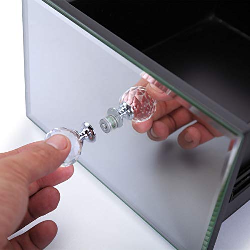 JAXPETY Mirrored Nightstand with 3 Drawer, Beside End Tables Accent