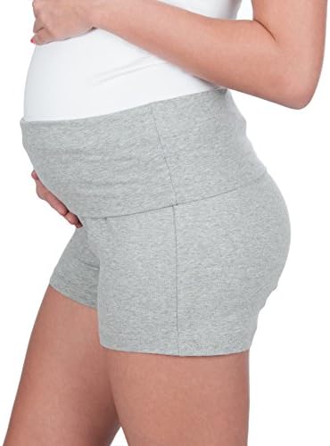 My Bella Mama Maternity Cotton Shorts - Stretchy Fold over belly panel