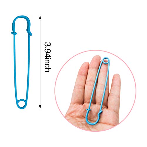 S-Mechanic Steel Safety Pins 4 Inches Heavy Duty Steel Pins for Blankets, Skirts, Kilts, DIY Crafts (7 Colors, 14 Pieces)