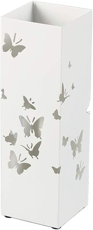 WLG Homeware Umbrella Stands, Modern Minimalist White Butterfly Hollow Creative Wrought Iron Umbrella Bucket Floor Type Rain Gear Storage Shelf Umbrella Bucket Storage Rack Rai