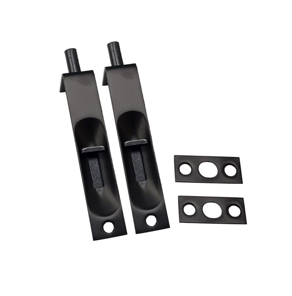Photo 1 of QCAA Solid Brass Door Flush Bolt, 4", with Square End, Matte Black, 2 Pack, Made in Taiwan