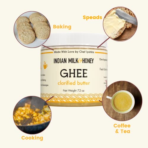 Classic Ghee Butter, GrassFed by Indian Milk & Honey, 7.2 oz with 44 Servings Handmade