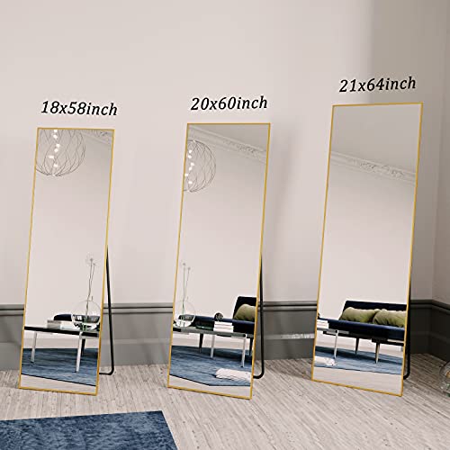 BEAUTYPEAK Gold Full Length Mirror, 58"x18" Standing Hanging or Leaning