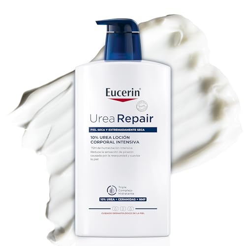 Eucerin UreaRepair Loción Corporal Intensiva 10% Urea (1000 ml), crema hidratante 72 horas, hidratante corporal con urea y ceramidas para un alivio inmediato, para pieles secas, muy secas y ásperas