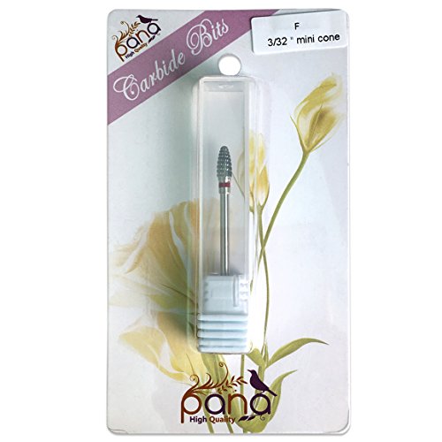 Pana 3/32" Mini Cone Safety Nail Carbide Bit - Silver Color (Grit: Fine - F) for Electric Dremel Drill Machine
