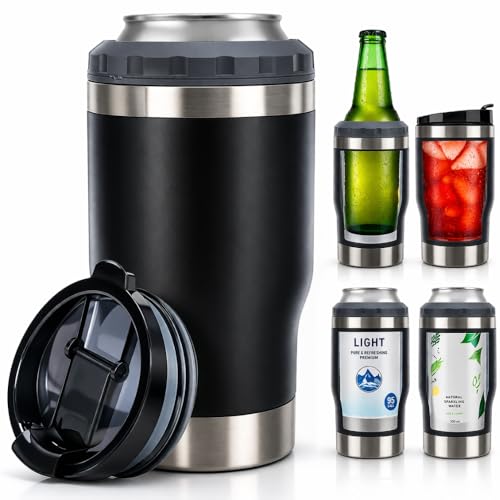 Caneca Porta Latas 4 em 1 Inox Térmica a Vácuo para Long Neck 355ml - Preto