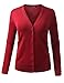 BH B.I.L.Y USA Women's V-Neck Button Down Long Sleeve Classic Knit Cardigan Red Large