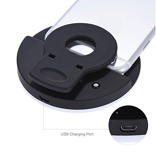 Efanr Selfie Ring Light, USB Rechargeable 36 LED Clip On Cell Phone Camera Light Fill-in Lighting Spotlight for iPhone X 8 7 7 Plus 6 6S Plus iPad Samsung Galaxy HTC LG Smartphones (RK12 Black)