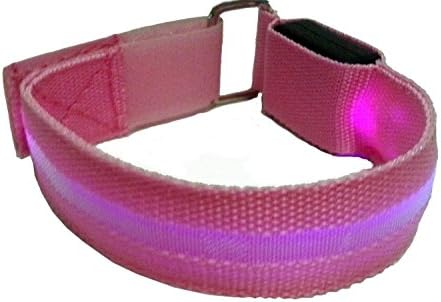 LED Sports Armband Flashing Safety Light for Running, Cycling or Walking At Night Set of 2 (Pink, Medium - up to 13 inch circumference)