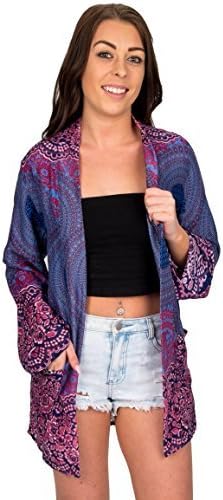 Happy Trunks Kimono Cardigan - S M L XL Womens Floral Kimono Cardigan Casual Boho Kimonos for Women (Small, Purple Honeycomb)