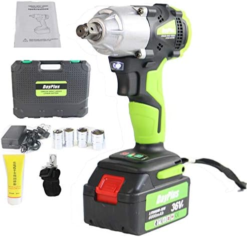 Impact Wrench 18V Electric Cordless 1/2 Inch Wrench Tool / 14mm, 17mm, 19mm & 22mm Sockets Rechargeable 6.0AH Li-Battery Impact Gun with LED Light
