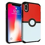 iPhone X Case, DURARMOR Pokemon Go Poke Ball Dual Layer Hybrid ShockProof Ultra Slim Fit Armor Drop Protection Case Cover for iPhone X Poke Ball