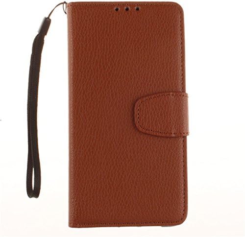 Lenovo S90 Case,Lenovo S90 Cases,Aipyy [Card Slot][Magnetic Closure] Pure Color Litchi Texture PU Leather Wallet Folio Flip Case with Wrist Starp kickstand Cover for Lenovo S90 [Brown]