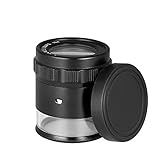Magnifier, KKmoon 10X Mini Handheld LED Scale Loupe Portable Multi-Functional 28mm Jeweler Loupe Magnifier with 8 LED Light Reticle Scale Magnifying Tool