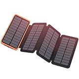 Solar Charger 12000mAh,EREMOKI Solar Power Bank Portable Waterproof Foldable Camping Travel Charger with 4 Solar Panels,Fast Charge Pack with 2 USB Ports Compatible with Smartphones,Tablets and More
