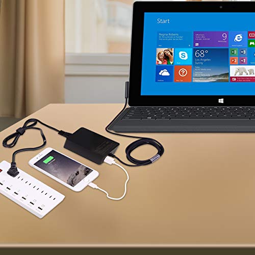Microsoft Surface Pro Charger, 48W 12V 3.58A Surface Power Adapter for Microsoft Surface RT, Surface Pro 1, Surface Pro 2, Surface 2 1512 1514 1536 - Extra 5V/1A USB Port(48W)