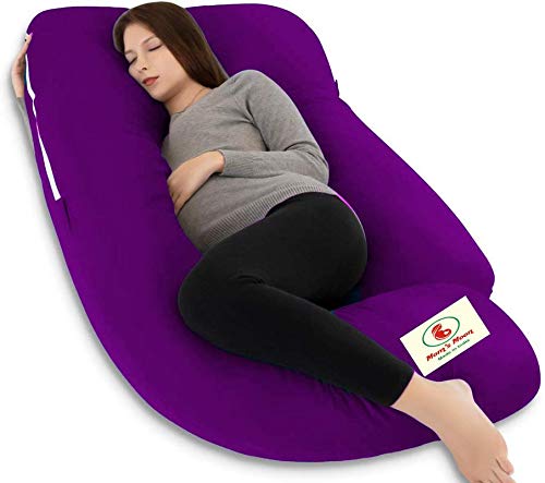Mom's Moon Premium Multipurpose Microfiber Soild Pregnancy Pillow with 100% Cotton Cover and Zippered Cover Pack of 1 Purple