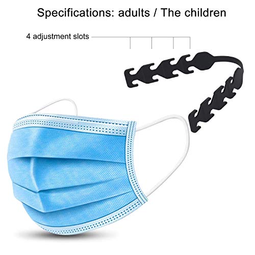 MOTOBA Adjustable Mask Hook Ear Strap Extension, Mask Straps Extension Buckles, Mask Ear Band Elastic Hook Relieves Ear Discomfort and Pain (Black 10pcs)