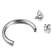 FIBO STEEL 316L Stainless Steel 2Pcs 16G Horseshoe Lip Nipple Eyebrow Ring Nose Daith Ear Cartilage Helix Piercing Hoop Rings 3mm Cubic Zirconia Inlaid, 8mm Bar Length
