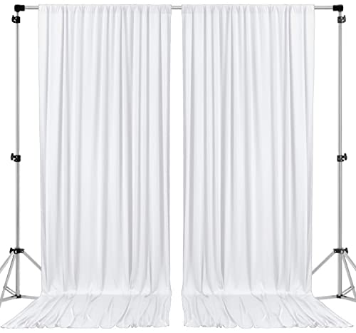 AK TRADING CO. 10 feet x 10 feet Polyester Backdrop Drapes Curtains Panels with Rod Pockets - Wedding Ceremony Party Home Window Decorations - White