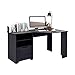 WLIVE Corner Computer Desk with Bookshelves and File Cabinet L-Shaped Desk in Black