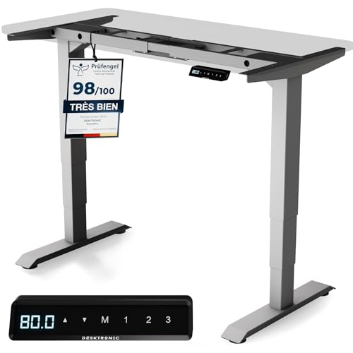 Desktronic Height Adjustable Electric Sitting Desk - Stabilized With Touch Control, Memories, Built-in USB Ports - For All Sizes