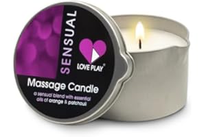LOVE PLAY Massage Oil Candle for Home SPA - Vegan Moisturizing Body Oil Candle for Pure Relaxation - Hydrating Skin Care Massage Oils with Essential Oils (6.76oz)