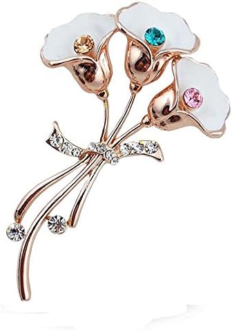DB&PEISHI 3pcs Exquisite drops of oil horn flower bouquet brooch , gold white