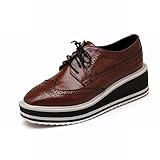 Latasa Women's Fashion Lace-up Mid-heel Platform Oxfords Shoes