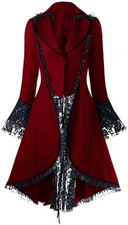 BURFLY Women's Retro Tuxedo Robe, Vintage Gothic Medieval Fancy Dresses Victorian-era Uniform Coats, Steampunk Tailcoat Trench Coat, European Costumes for Party Halloween, Plus Size 14-22 UK