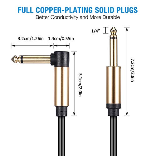 Asmuse Coiled Guitar Cable Curly Instrument Cable Right Angle 1/4 Inch