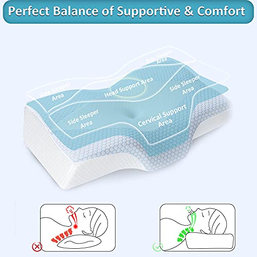 Mkicesky Cooling Memory Foam Contour Pillow, Cervical Pillow for Neck