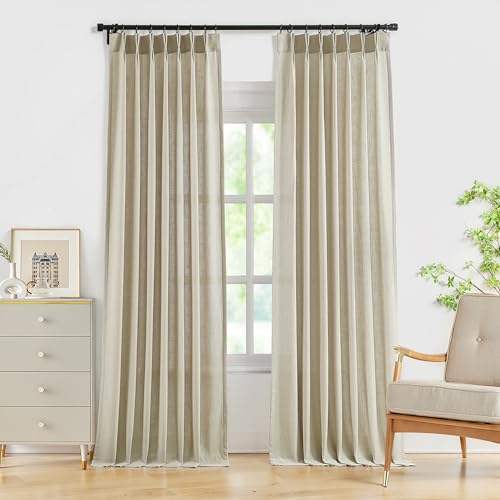 WEST LAKE Sand Pinch Pleated Semi Sheer Curtains