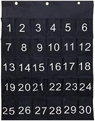 SYROVIA Durable Denim Numbered Classroom Pocket Chart for Cell Phones Holder Sundries Closet Wall Door Hanging Organizer(30 Pockets)