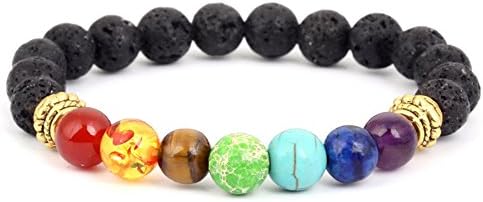 Lava Bracelet With 7 Chakras Gemstone Essential Oil Diffuser Bracelet (Classic)