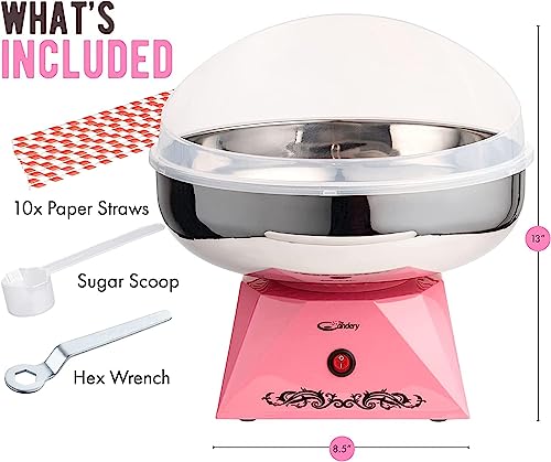 The Candery Cotton Candy Machine with Stainless Steel Bowl 2.0 and Floss Bundle- Use to Floss Sugar Floss, Candy for Birthday Parties Fairs, Festivals- Includes 5 Floss Sugar Flavors 12oz Jars and 50