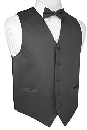 Italian Design, Men's Tuxedo Vest, Bow-Tie & Hankie Set in Charcoal - M