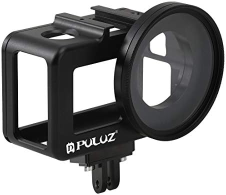 LCLrute Aluminum Mount Frame Housing Case Cover w/ 52mm UV Lens & Cold Shoe for DJI Osmo Action (Black)