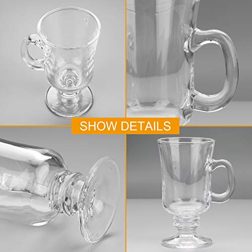 8oz Coffee Mug,QAPPDA Glass Mugs With Handle,Clear Cups With Handle,Glass Cup Tea Cup Drinkware For Beer,Juice,Beverages,High Base Glass Latte Cups Cappuccino Mugs,Irish Coffee Mugs Set of 8 KTZB22 - Thumbnail 3