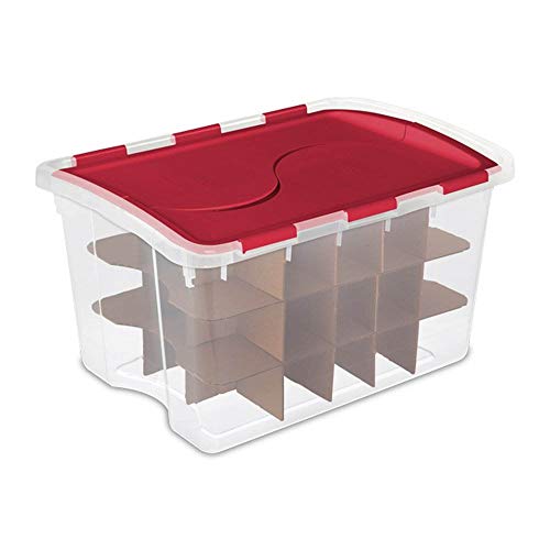 Sterilite 6 Pack 48 Quart Hinged Lid 270 Total Holiday Ornament Storage Boxes